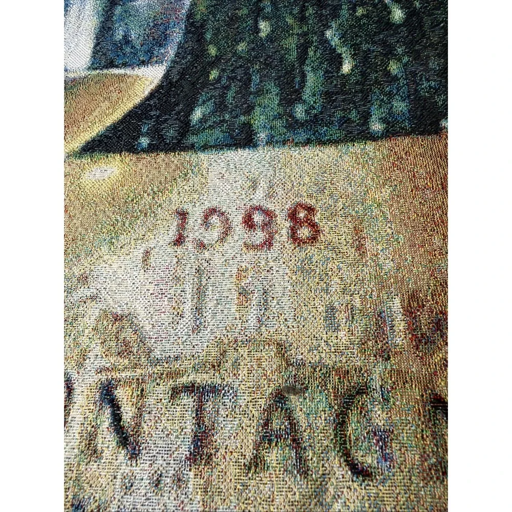 Wine Tapestry Wall Hanging Montagny 1998 Still Life Grapes Tuscan Kitchen Vtg